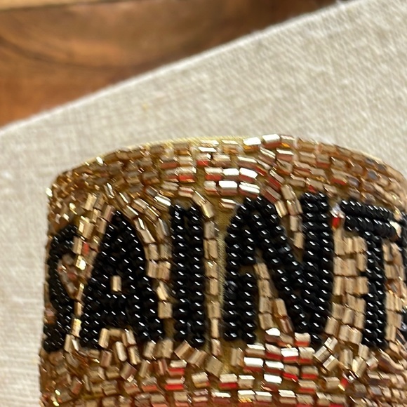 🎉🖤 LAST ONE! New Orleans Saints Game Day Beaded Geaux Saints Cuff Bracelet - Picture 2 of 6